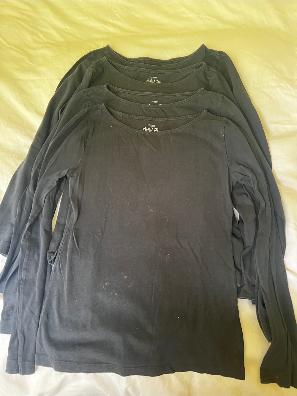 J. Crew Factory Black Long Sleeve Artist Tees (Set of 4) size Small